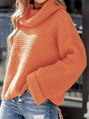 Casual Solid Long Sleeve Turtle Neck Plus Size Sweater