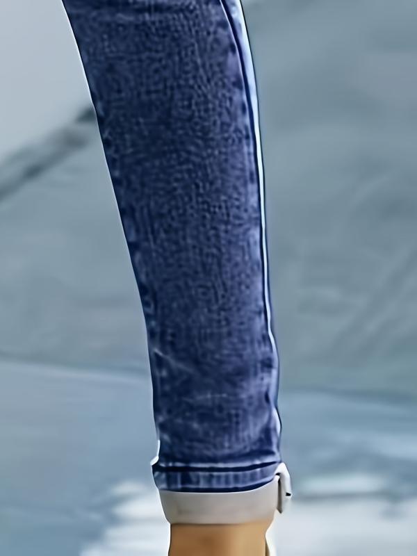 Women's Plus Solid Button Fly Medium Stretch Skinny Jeans