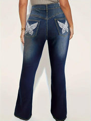 Women's Plus Washed Ripped Embroidered Jeans