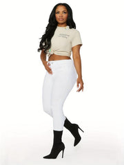 Women's Plus Solid Button Fly Medium Stretch Skinny Jeans