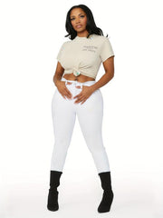 Women's Plus Solid Button Fly Medium Stretch Skinny Jeans