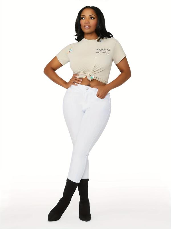 Women's Plus Solid Button Fly Medium Stretch Skinny Jeans