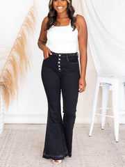 Women's Plus Button Fly High Rise Flared Leg Jeans