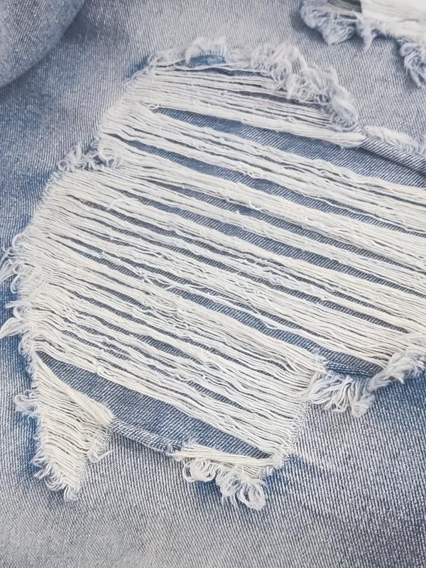 Plus Solid Ripped High Rise Wide Leg Jeans