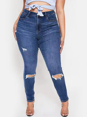 Women's Plus Ripped High Rise Skinny Jeans