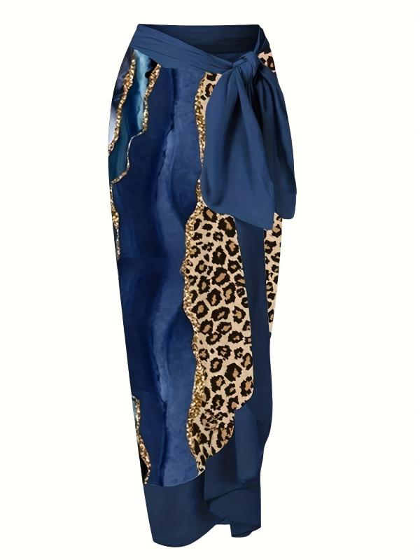 Women's Plus Glitter Marble & Leopard Print Swimsuit Set