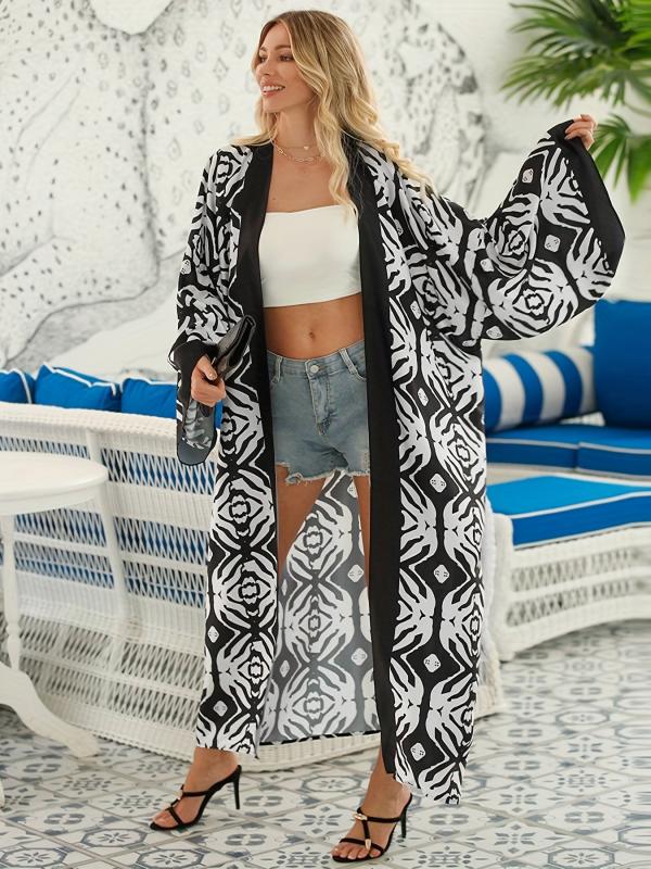 Boho Kimono Plus Size Long Sleeve Loose Cover Up