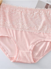 4 Pack Plus Size Floral Print Lace Panties Women's Plus High Waist
