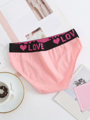 6 Pack Plus Size Casual Panties Set High Rise Plain Color Women's Panties