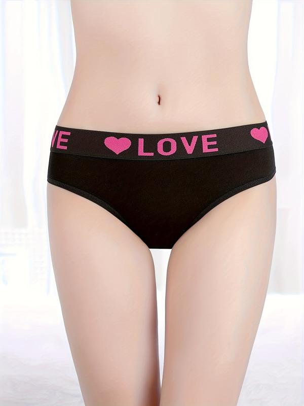 6 Pack Plus Size Casual Panties Set High Rise Plain Color Women's Panties