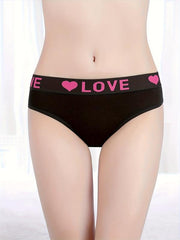 6 Pack Plus Size Casual Panties Set High Rise Plain Color Women's Panties