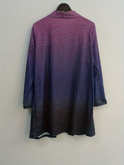 Women's Plus Ombre Print Long Sleeve Button Up Open Front Cardigan