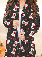 Xmas Graphic Print Plus Size Cardigan