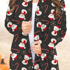 Xmas Graphic Print Plus Size Cardigan