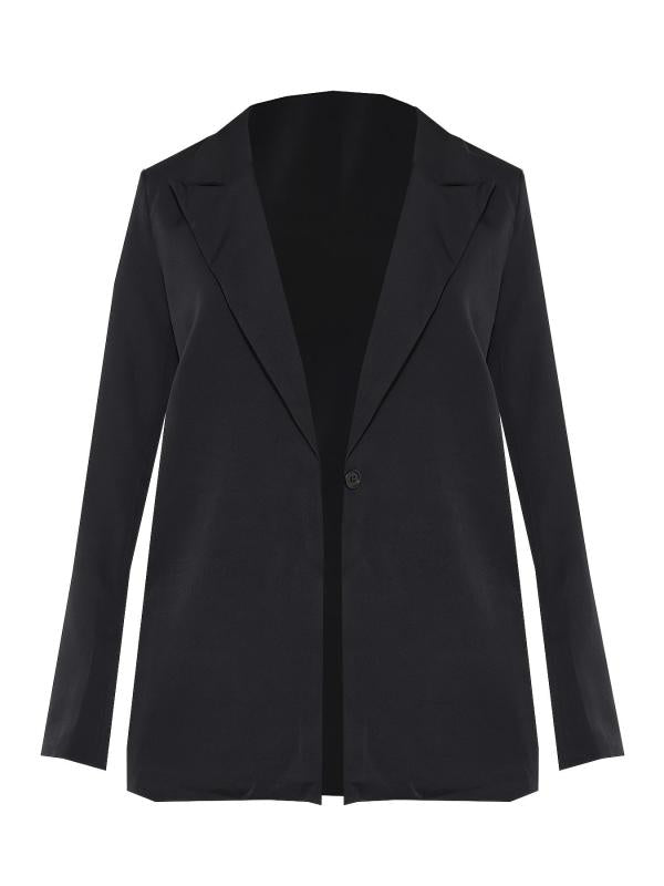 Women's Plus Basic Blazer Long Sleeve Lapel Collar Button Decor