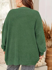 Women's Plus Solid Long Sleeve Open Front Cardigan