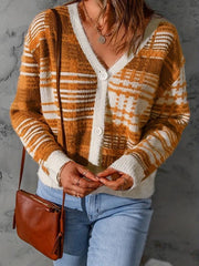 Women's Plus Plaid Print V-Neck Cardigan