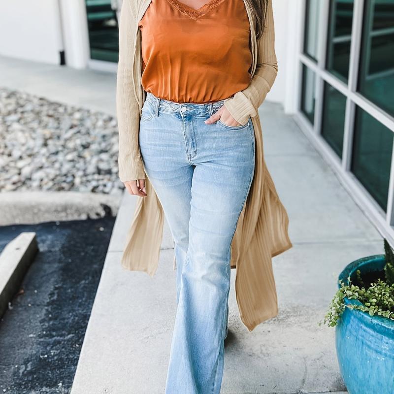 Women's Plus Size Ribbed Long Cardigan