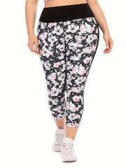Sporty Plus Size Leggings High Waisted Medium Stretch
