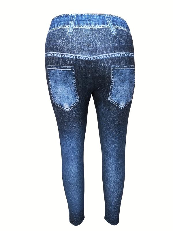 Women's Plus Denim & Gingham Print Leggings