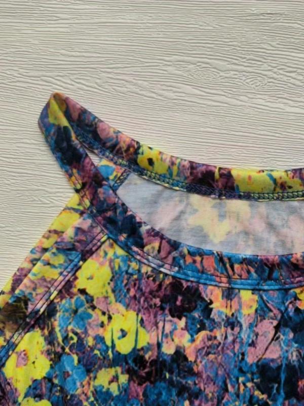 Women's Plus Floral Print Halter Neck Tank Top