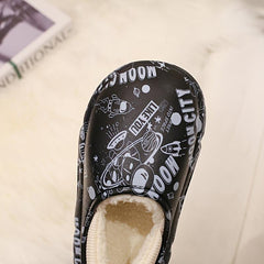 Boys Cartoon Plus Fleece House Shoes - Non Slip Soft Walking Shoes