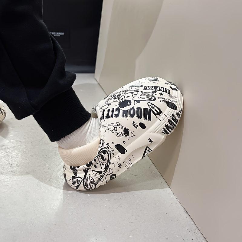 Boys Cartoon Plus Fleece House Shoes - Non Slip Soft Walking Shoes