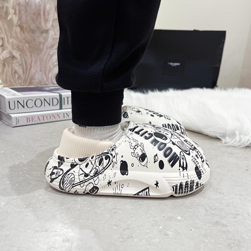 Boys Cartoon Plus Fleece House Shoes - Non Slip Soft Walking Shoes