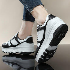 Boy's Roller Shoes Comfy Detachable Wheel Skate Sneakers For Kids Teen