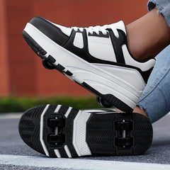Boy's Roller Shoes Comfy Detachable Wheel Skate Sneakers For Kids Teen