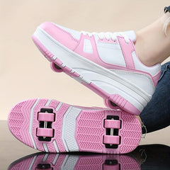 Boy's Roller Shoes Comfy Detachable Wheel Skate Sneakers For Kids Teen