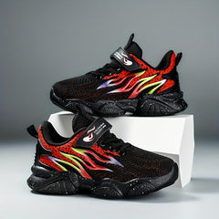 Kids Flame Print Sneakers, Breathable, Fall/Winter