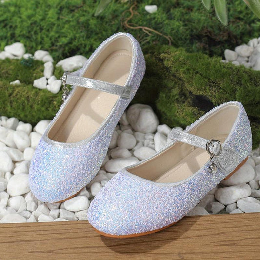 Sequin Dress Shoes For Girls Non Slip Flat Shoes For Party
