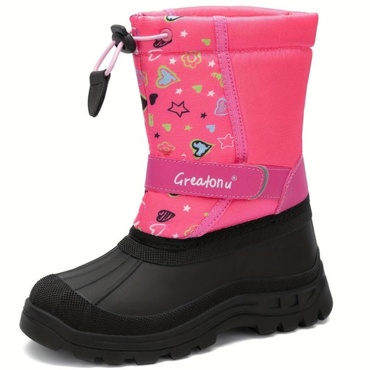 Girl's Snow Boots Warm Fleece Cozy Non slip Ankle Boots