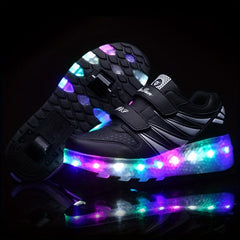 LED Light Roller Skate Shoes Girls Anti Slip Double Wheeled Shoes