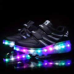 LED Light Roller Skate Shoes Girls Anti Slip Double Wheeled Shoes