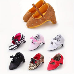 Leopard Print Bow Tie High Heel Sandals for Baby Girls