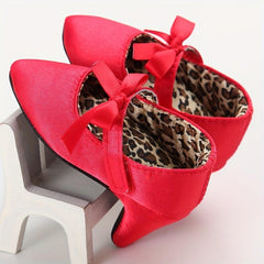Leopard Print Bow Tie High Heel Sandals for Baby Girls