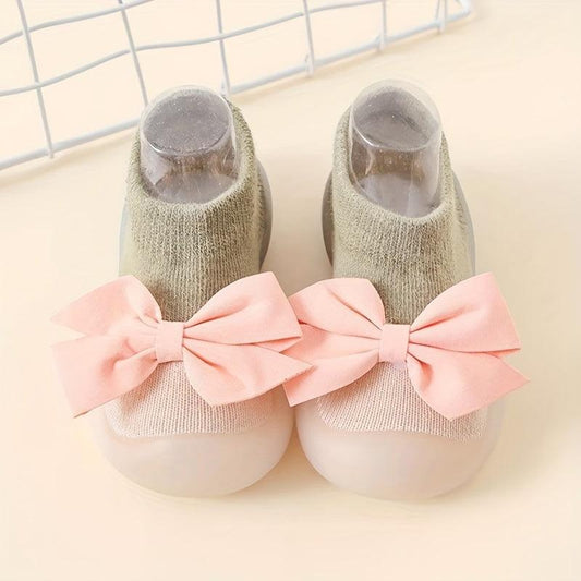 Bowknot Slip On Sock Shoes For Baby Girls