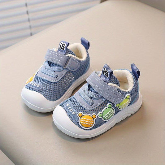 Baby Girls Bear Slip On Mesh Sneakers, Breathable, No Tie, Outdoor Shoes