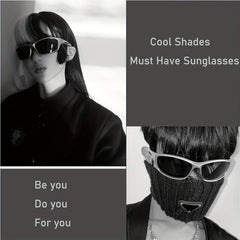 Y2K Unisex Wrap Around Silver Cyber Glasses