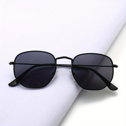Men's Classic Metal Sunglasses Square Frame Glasses with Case