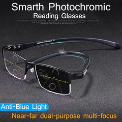 TR90 Titanium Multifocal Reading Glasses Photochromic Progressive Bifocal