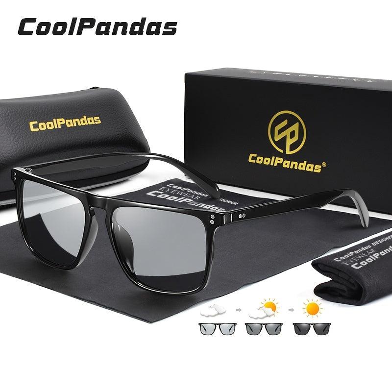 CoolPandas Rivet Square Photochromic Sunglasses Men Polarized Women Driving