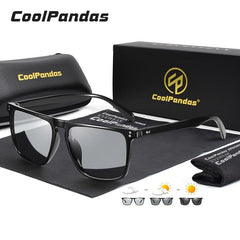 CoolPandas Rivet Square Photochromic Sunglasses Men Polarized Women Driving