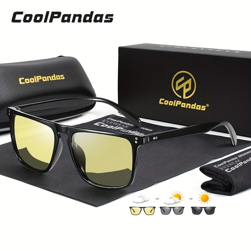 CoolPandas Rivet Square Photochromic Sunglasses Men Polarized Women Driving