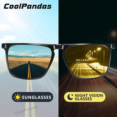 CoolPandas Rivet Square Photochromic Sunglasses Men Polarized Women Driving