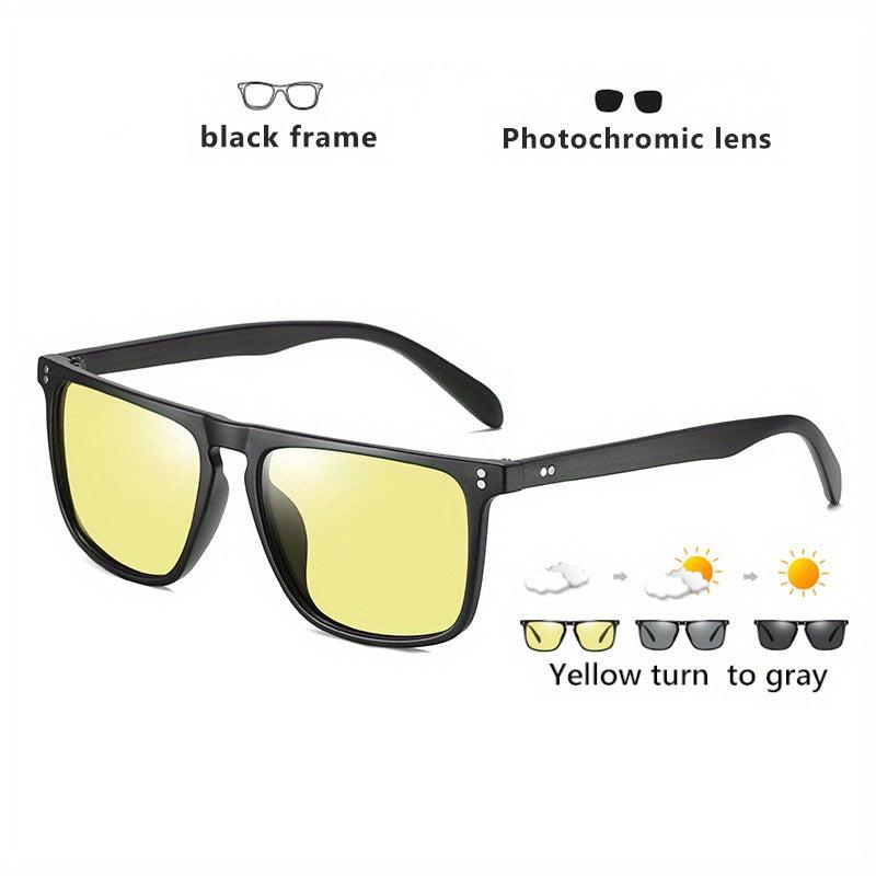CoolPandas Rivet Square Photochromic Sunglasses Men Polarized Women Driving
