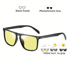 CoolPandas Rivet Square Photochromic Sunglasses Men Polarized Women Driving