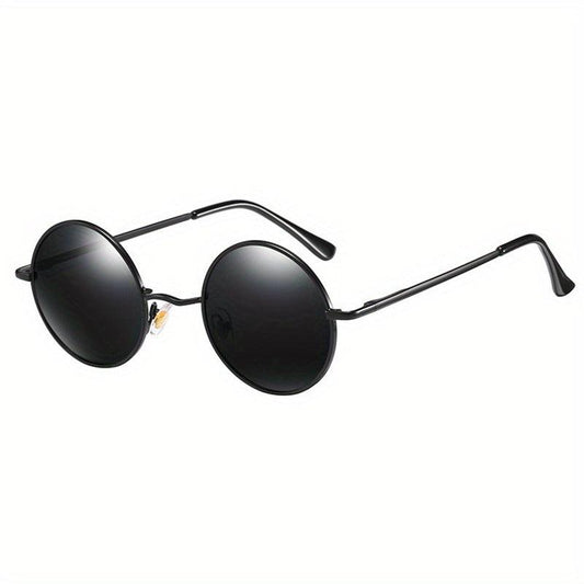 Retro Polarized Round Sunglasses Metal Frame UV400 Lens for Men